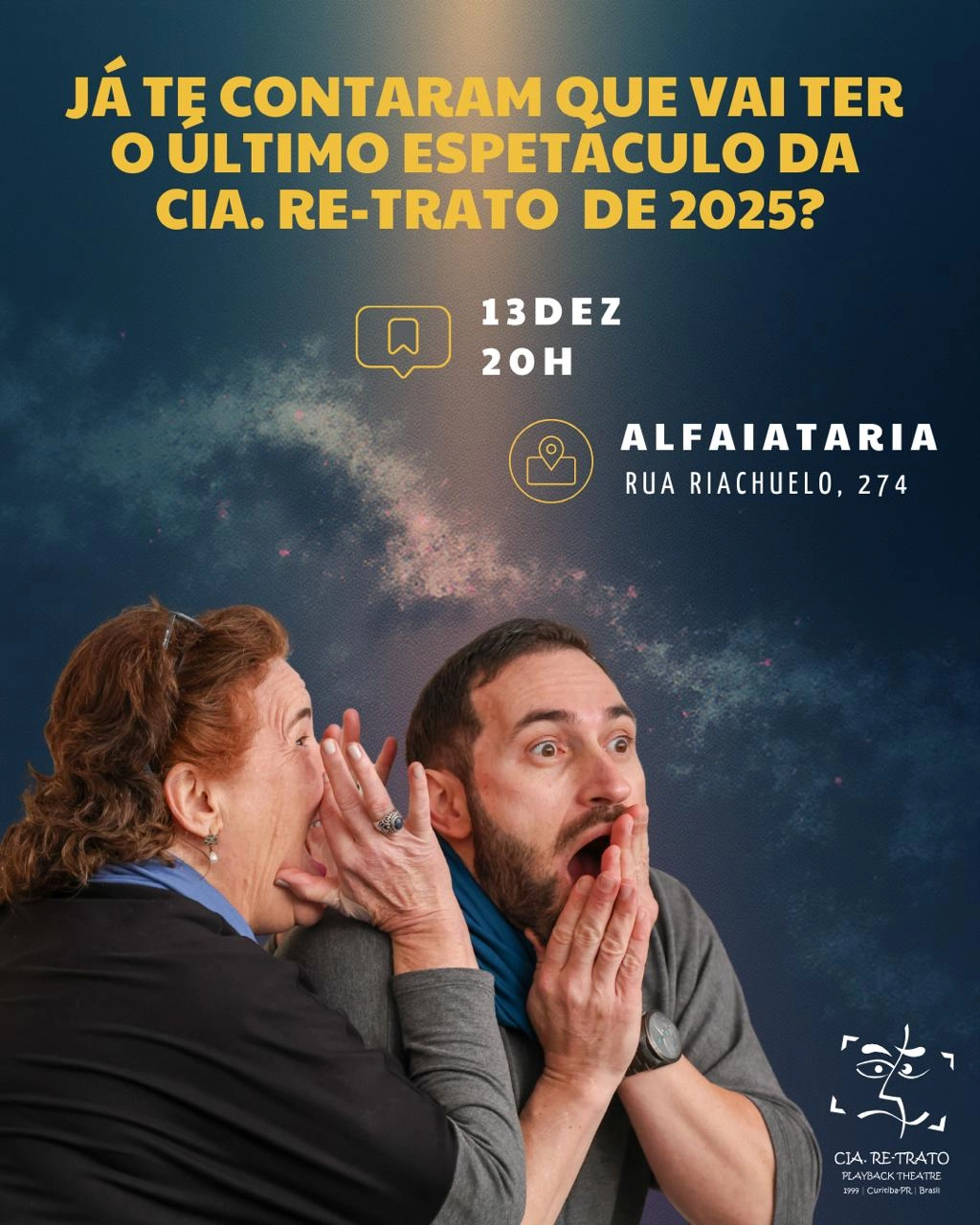 Imagem de destaque - Companhia apresenta espetáculo aberto de Teatro Playback em Curitiba no ano em que modalidade completa meio século
