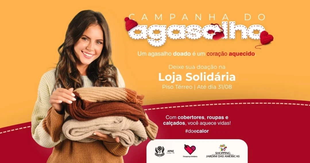 Imagem de destaque - Doações para Campanha do Agasalho da APAE Curitiba seguem até 31 de agosto no Shopping Jardim das Américas