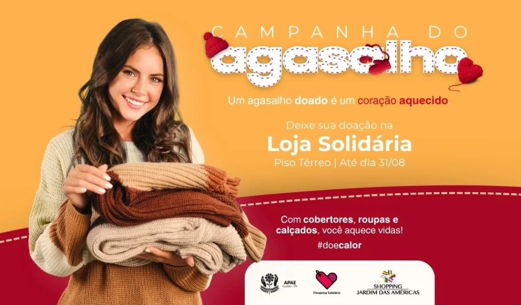Imagem de destaque - Doações para Campanha do Agasalho da APAE Curitiba seguem até 31 de agosto no Shopping Jardim das Américas